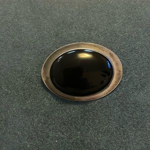 Sterling Onyx Brooch Signed M.J.